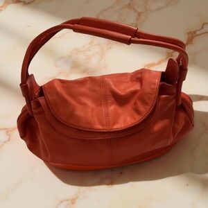 Leather coral purse from Banana Republic
